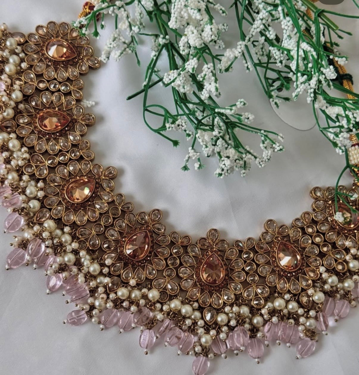 Pink Polki Semi Bridal Set