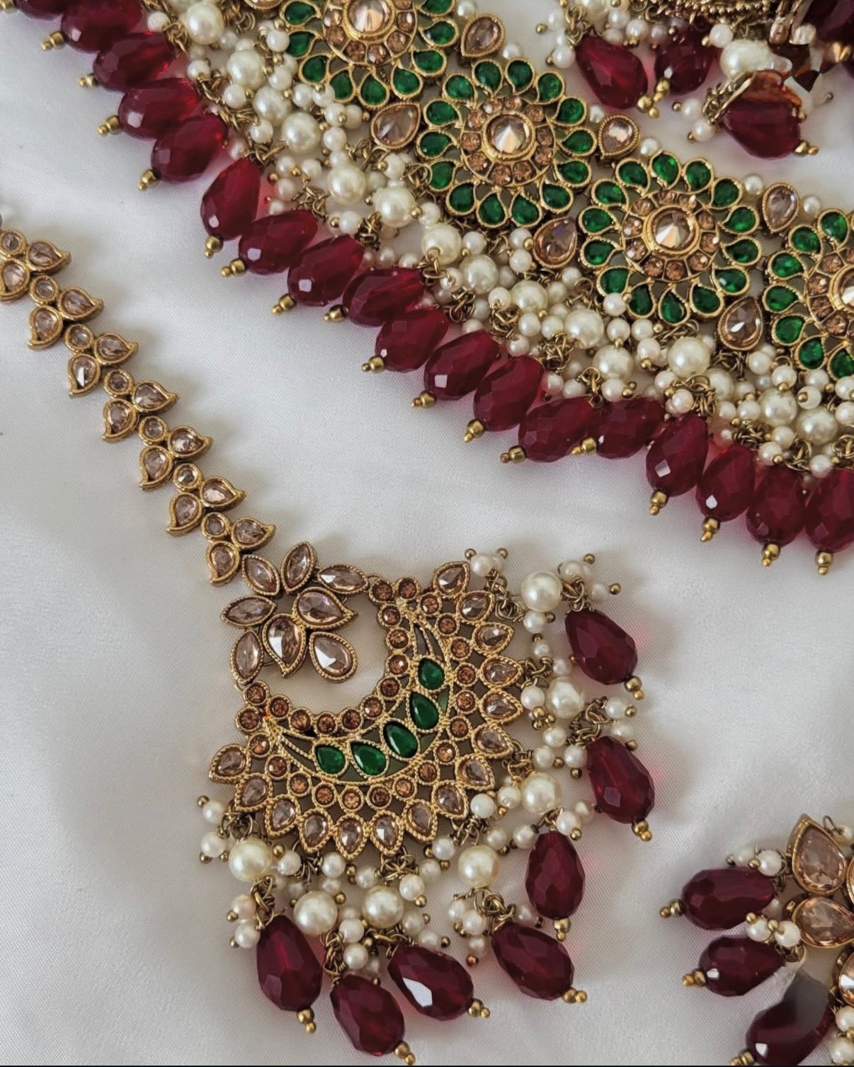 Mehar Maroon Green Semi Bridal Set