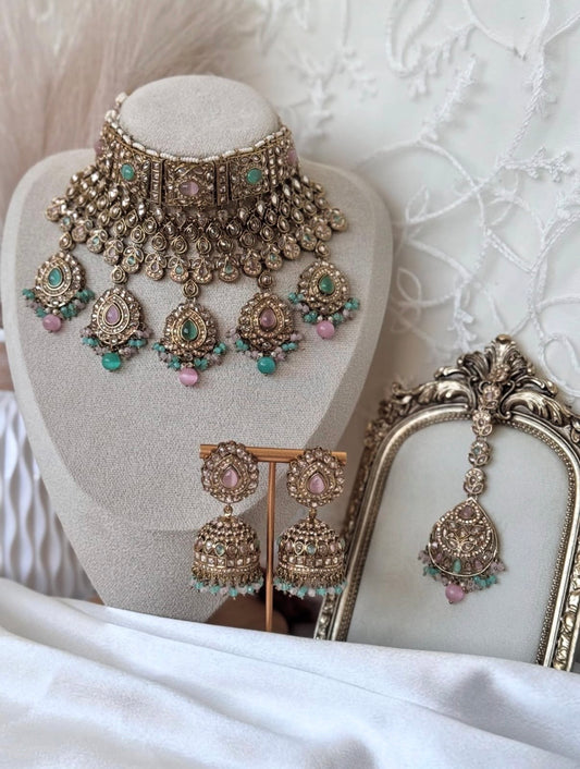 Amber Mint Pink Polki Set