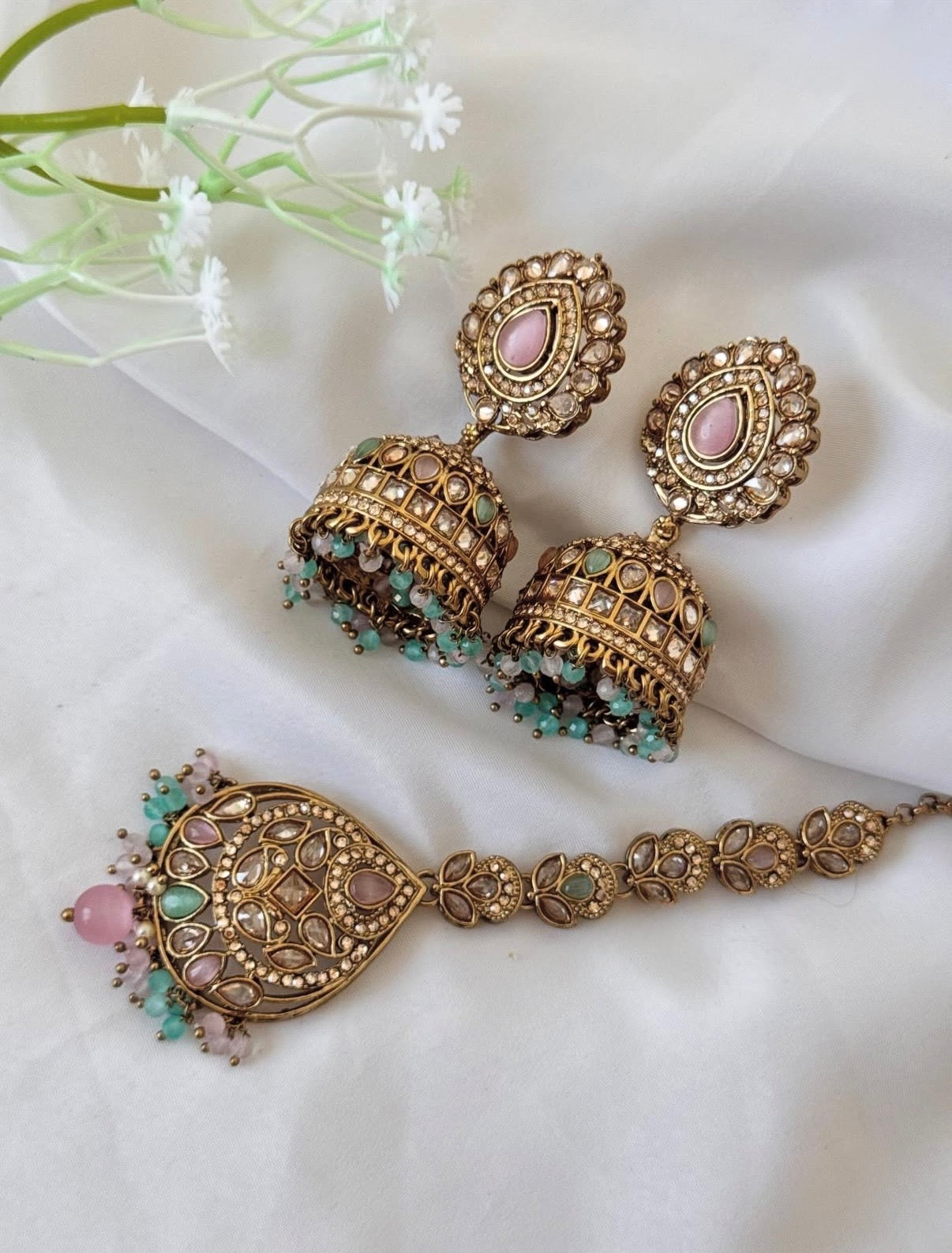 Amber Mint Pink Polki Set