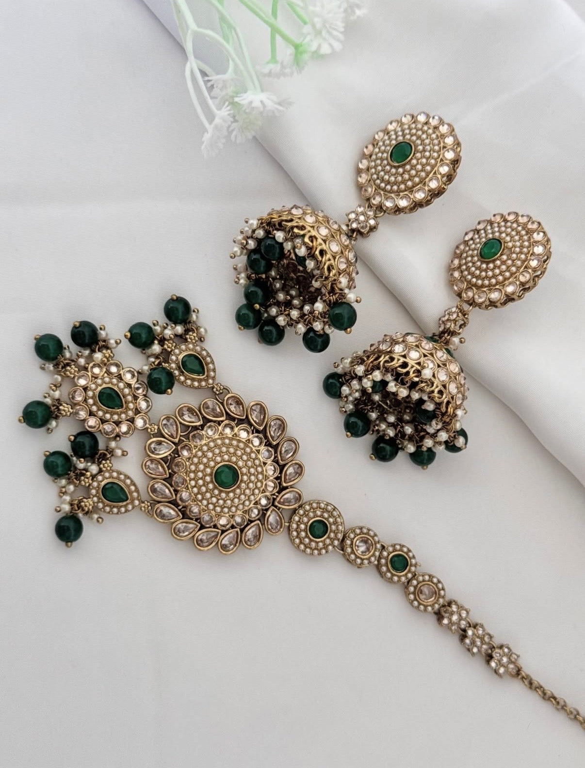 Dark Green Polki Set