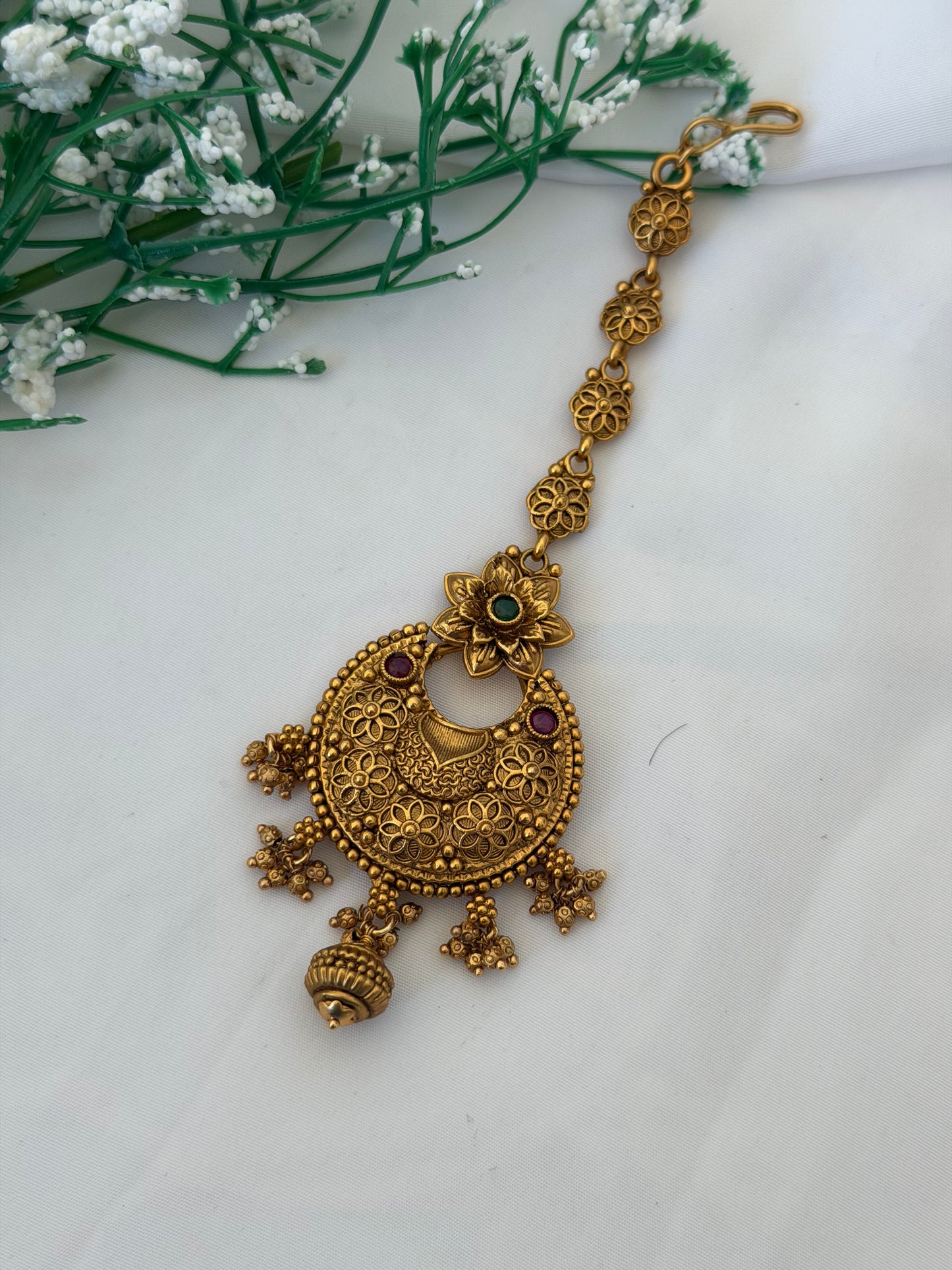 Rubi Green Gold Plated Bridal Set