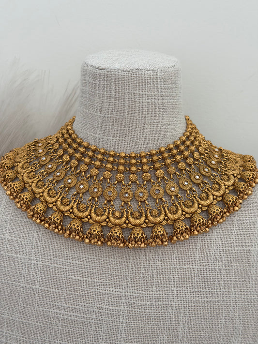 Matte Polish Gold Plated Bridal Set