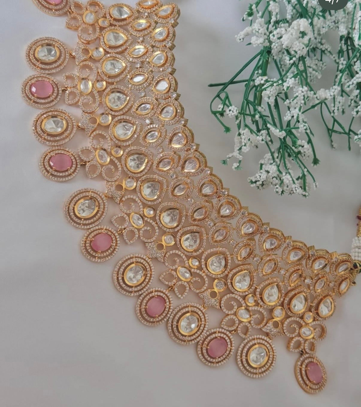 Pink Uncut Kundan Bridal Set