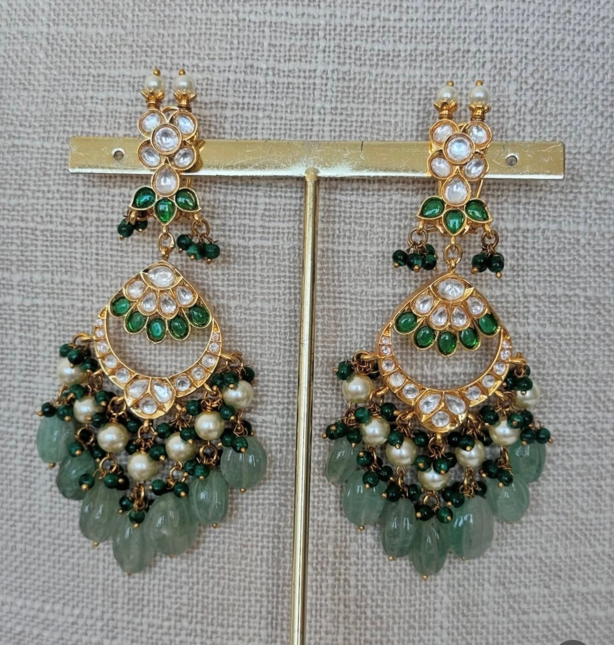 Sage Green Uncut Kundan Bridal Set
