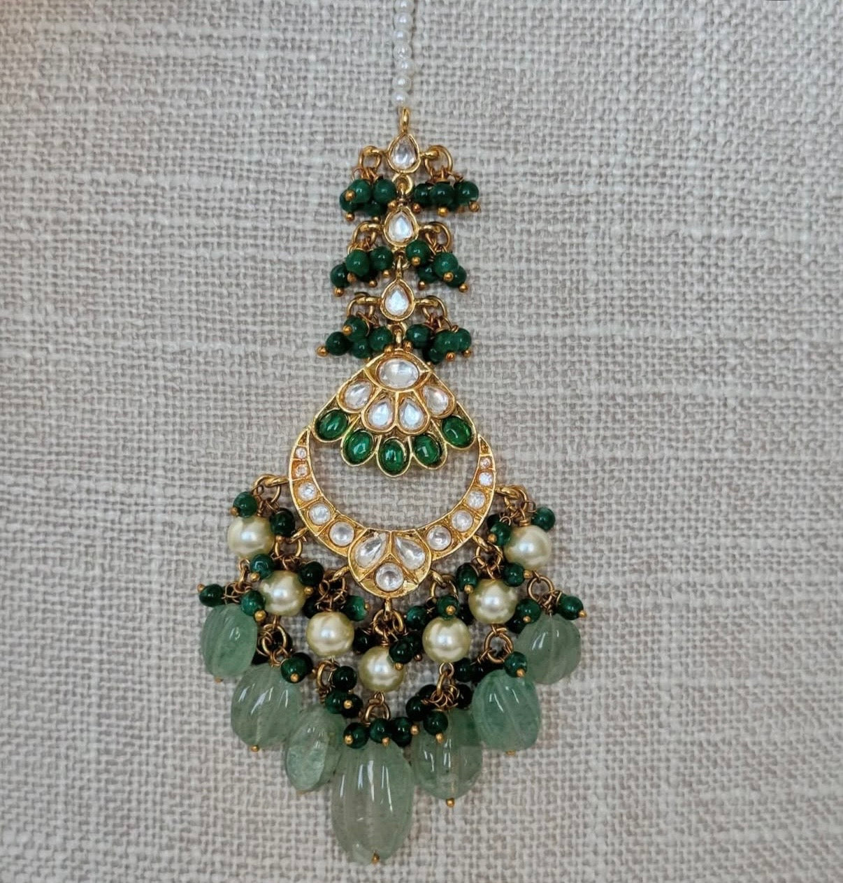 Sage Green Uncut Kundan Bridal Set