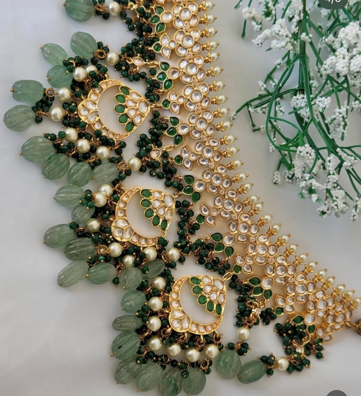 Sage Green Uncut Kundan Bridal Set