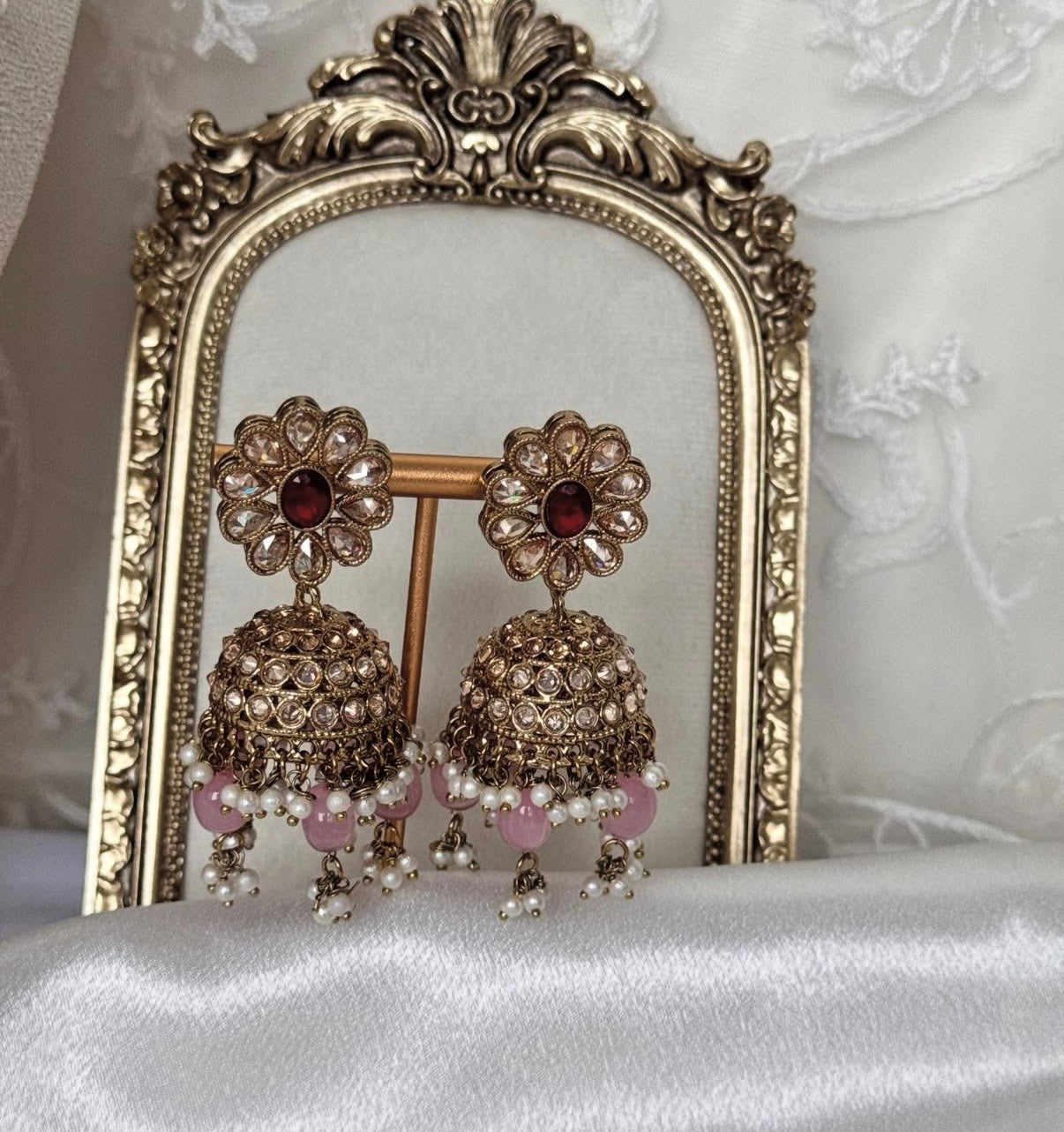 Polki Pink Maroon Semi Bridal Set