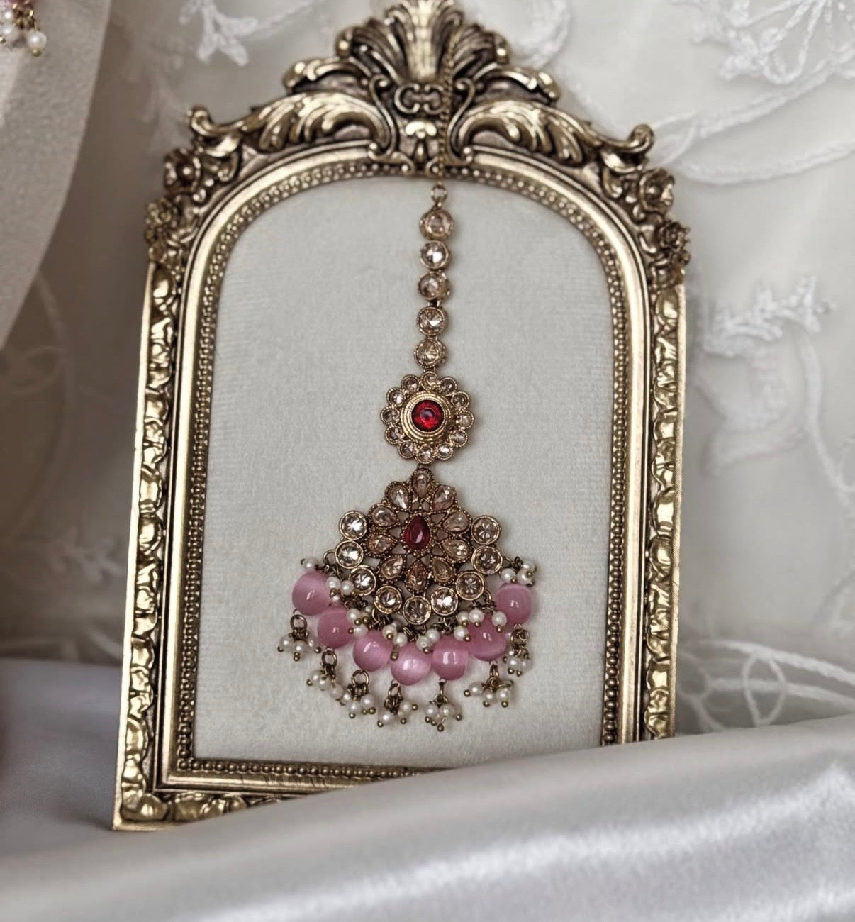 Polki Pink Maroon Semi Bridal Set