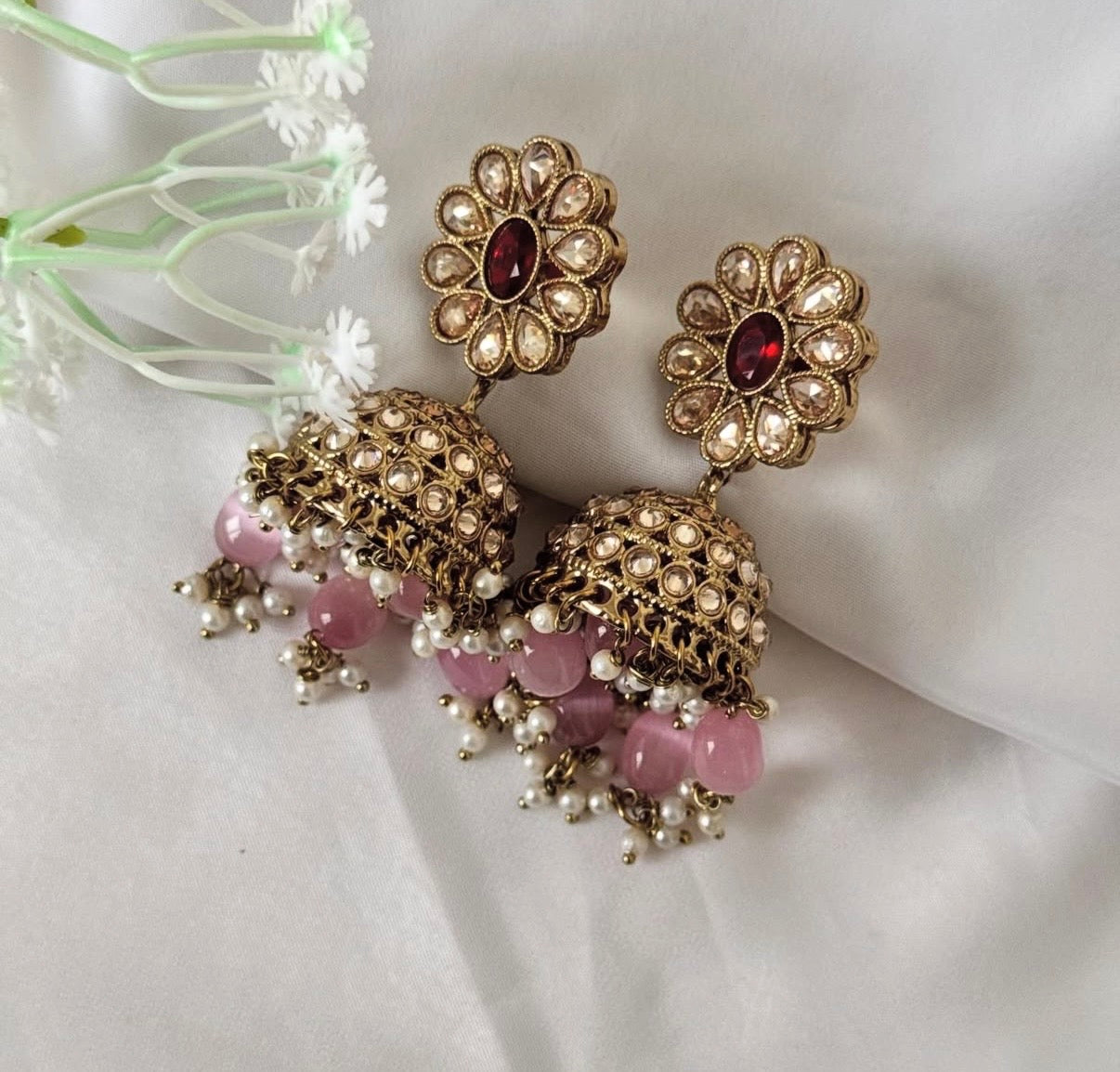 Polki Pink Maroon Semi Bridal Set