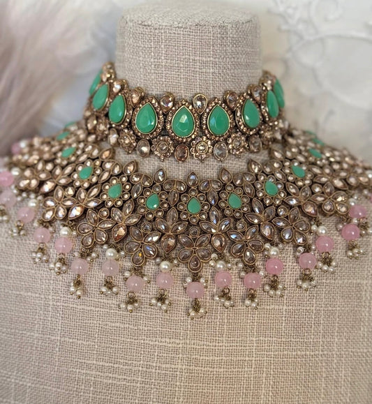 Polki Pink Mint Semi Bridal Set