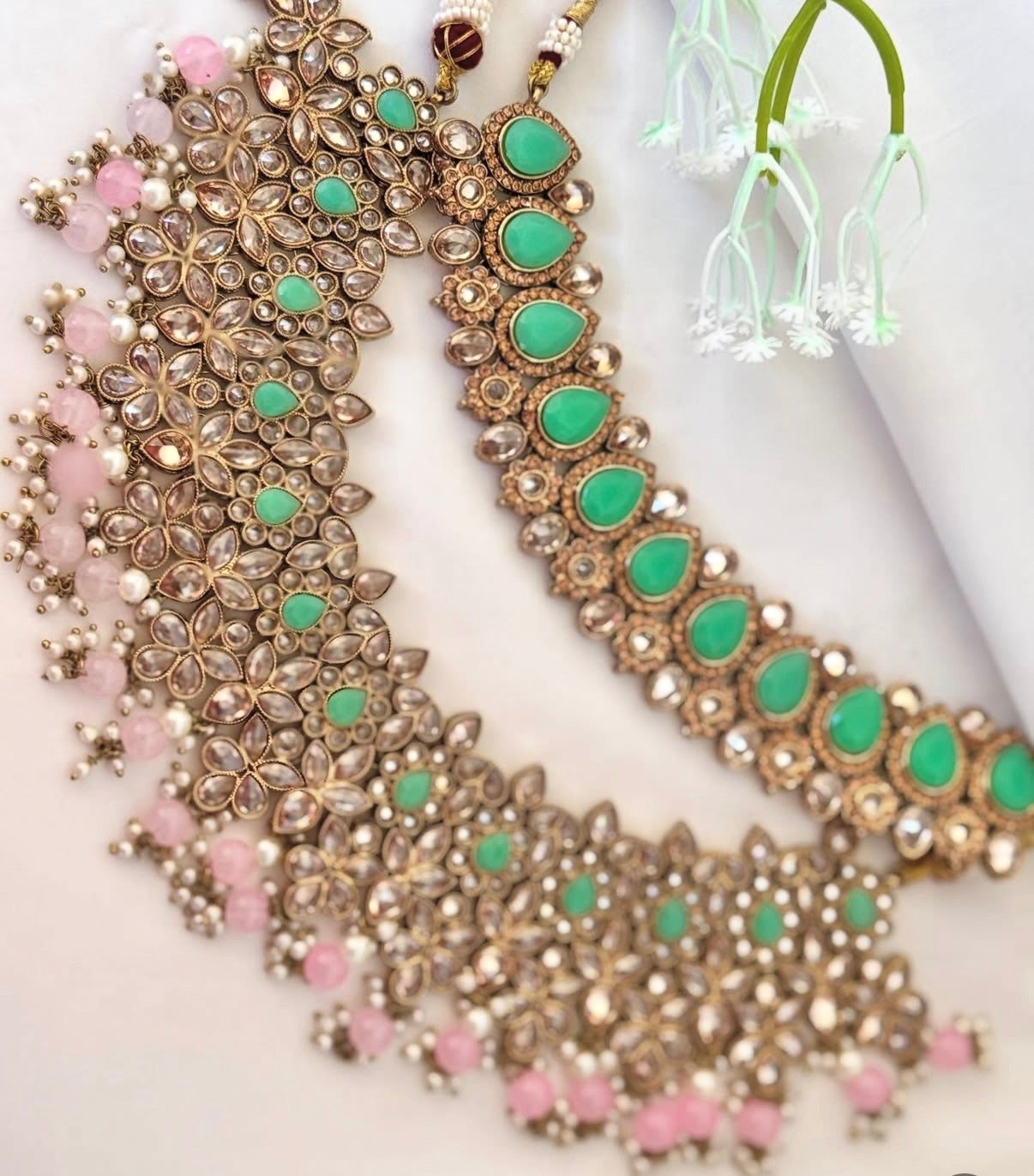 Polki Pink Mint Semi Bridal Set