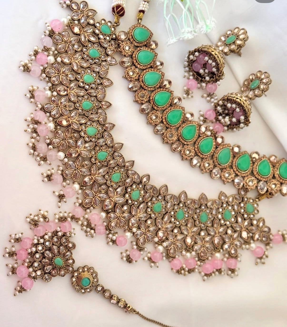 Polki Pink Mint Semi Bridal Set