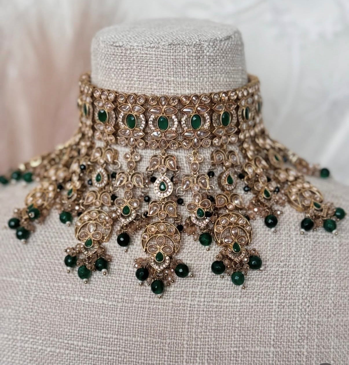 Polki Green Semi Bridal Set
