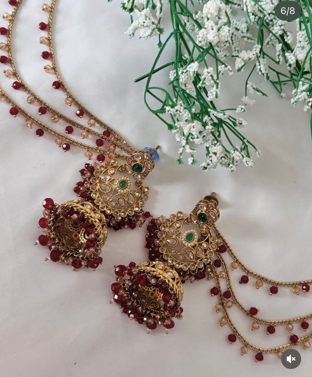 Polki Maroon Green Semi Bridal Set