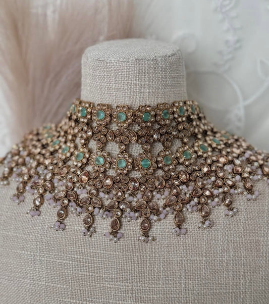 Polki Mint pink Semi Bridal Set