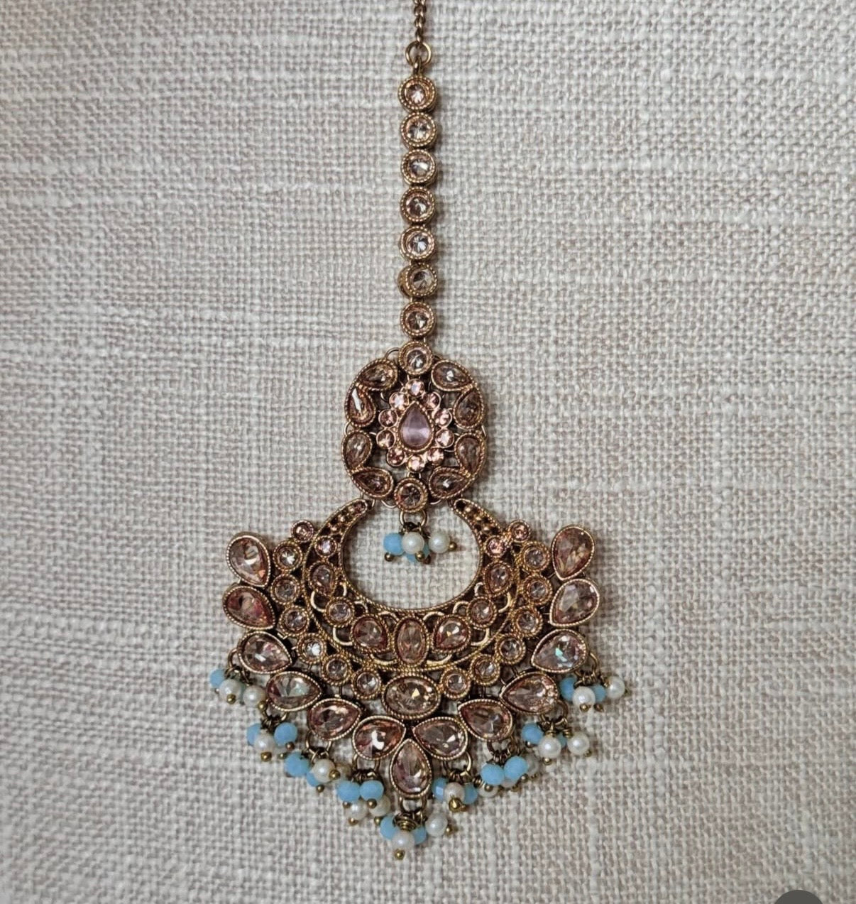 Polki Pink Blue Semi Bridal Set