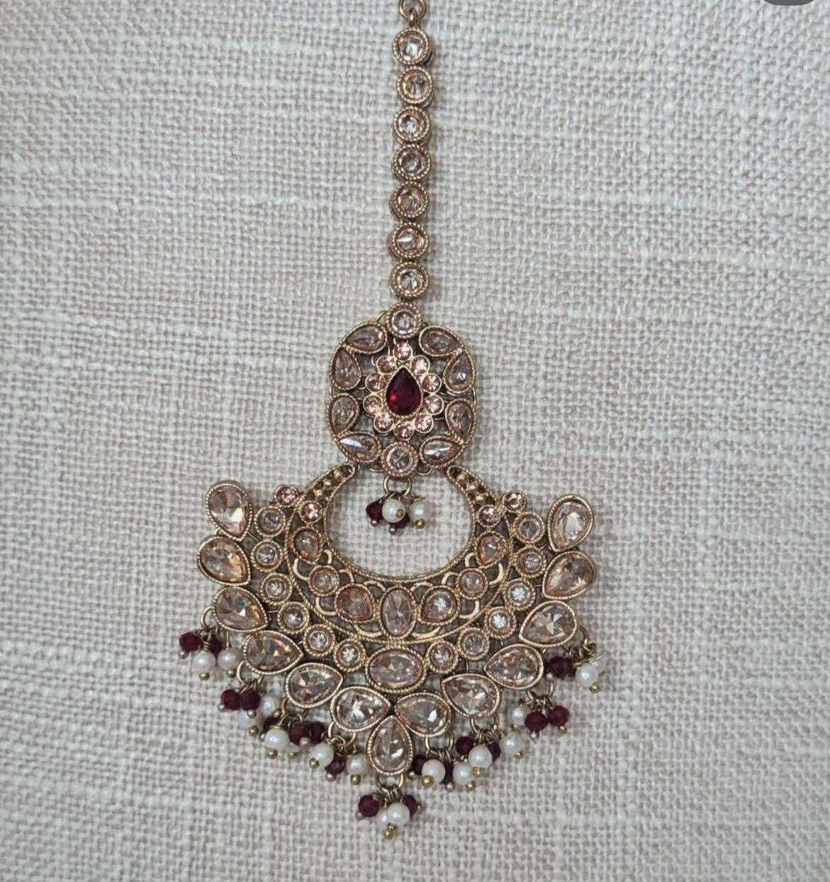 Maroon Polki Semi Bridal Set