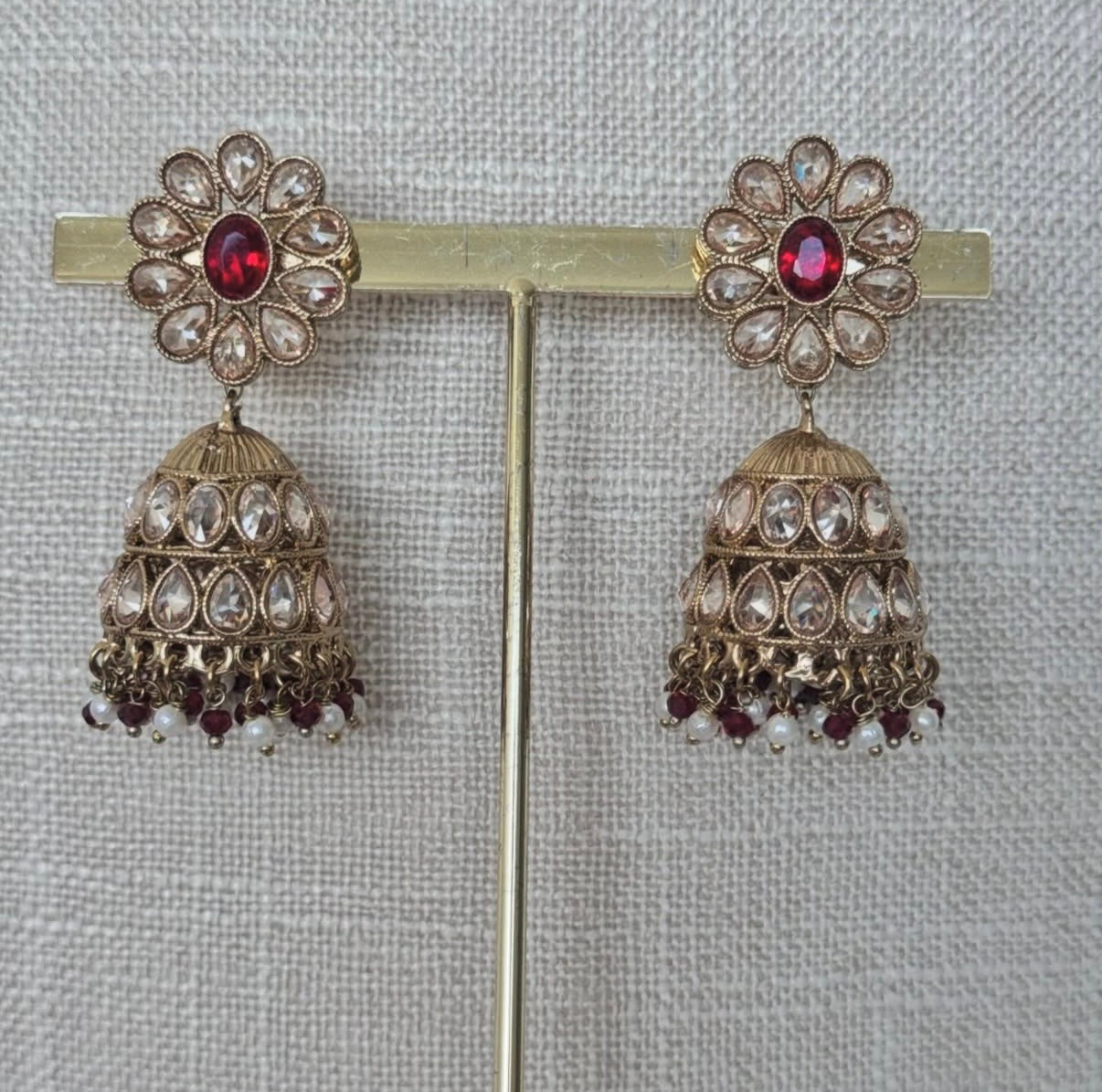 Maroon Polki Semi Bridal Set