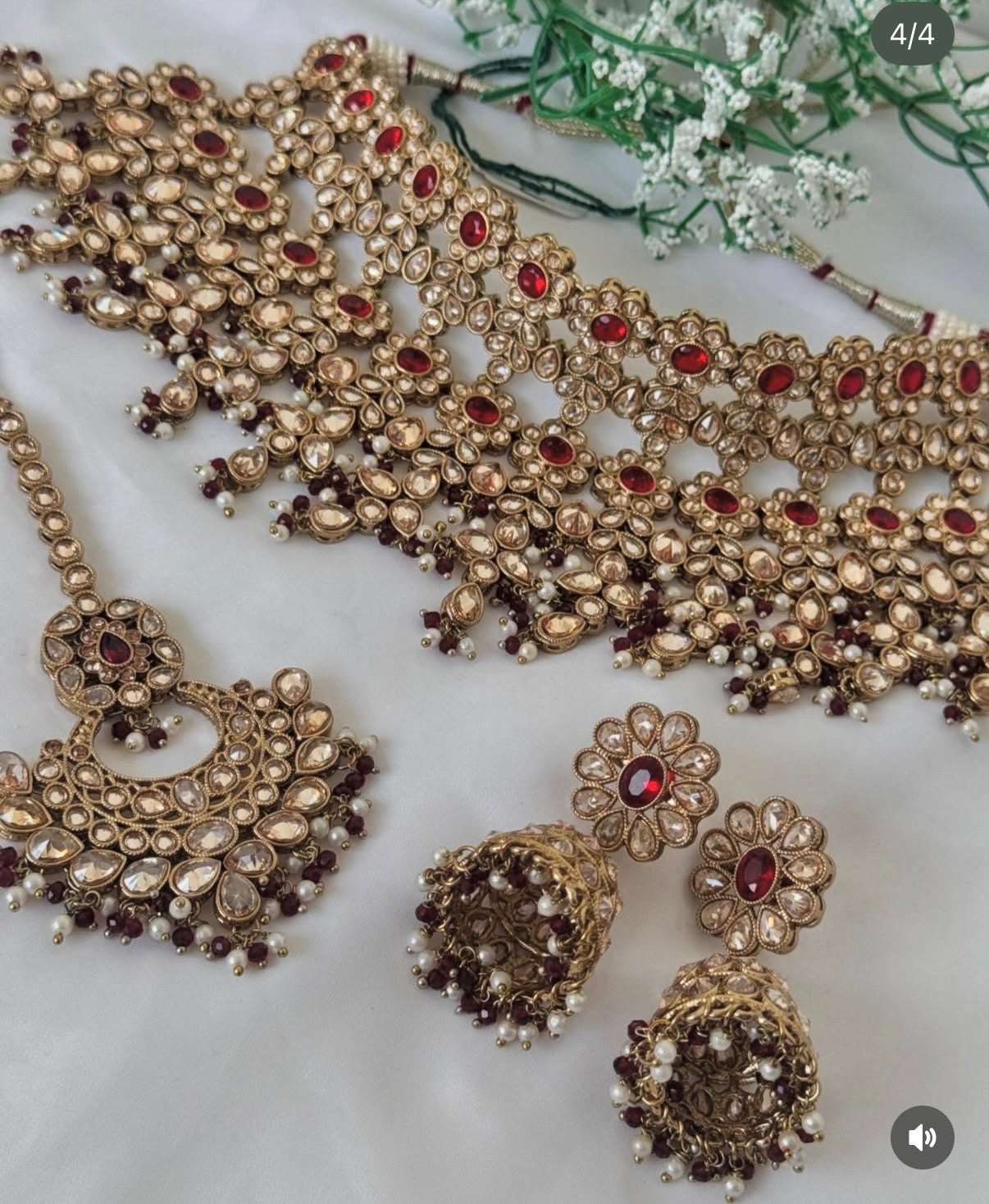 Maroon Polki Semi Bridal Set