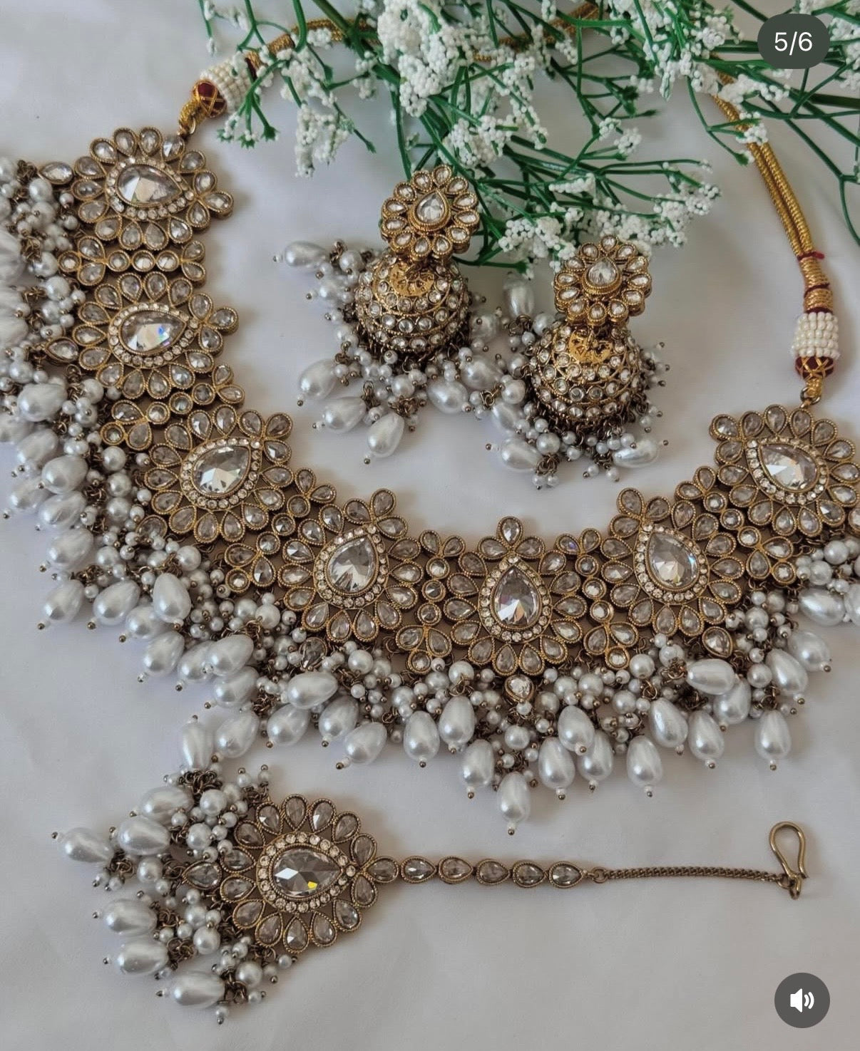 White Polki Semi Bridal Set