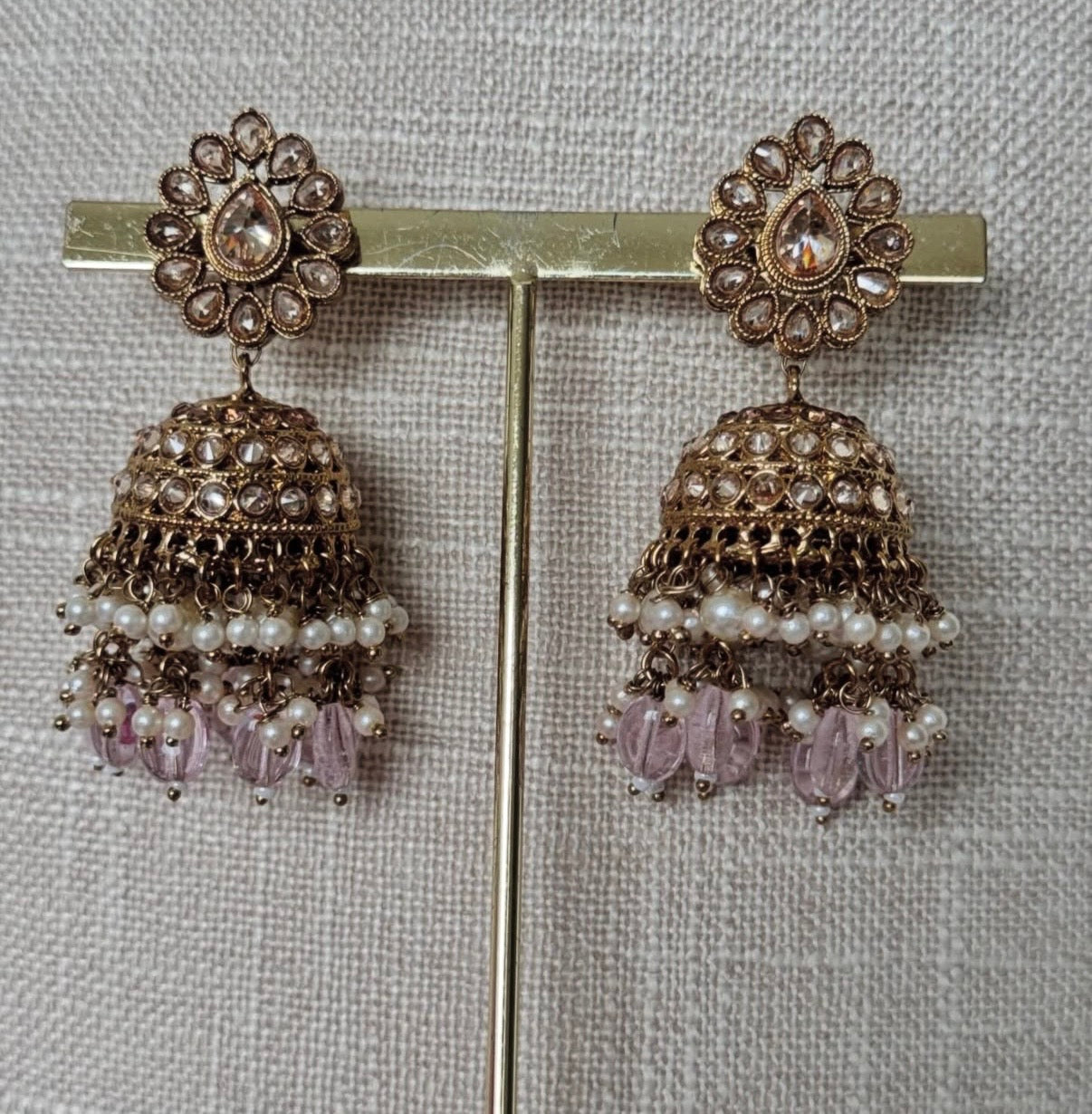 Pink Polki Semi Bridal Set