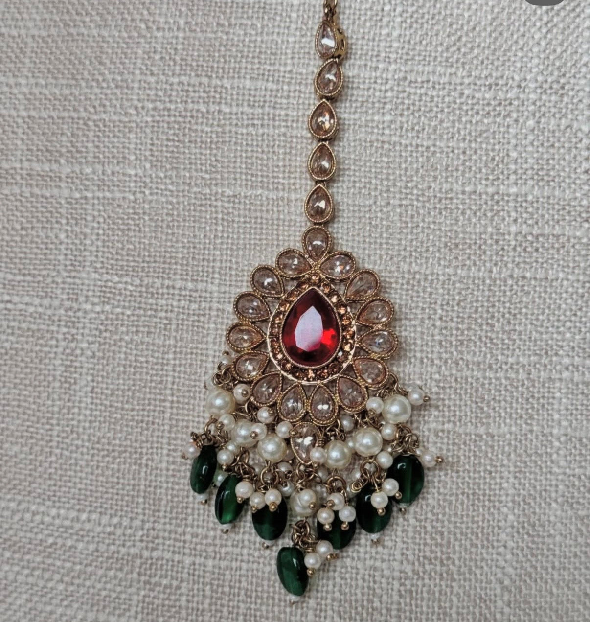 Maroon Green Polki Semi Bridal Set