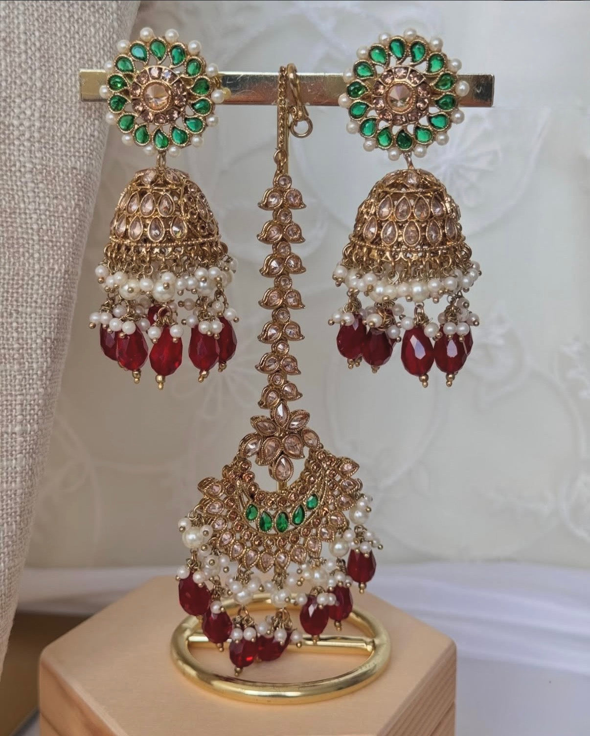 Mehar Maroon Green Semi Bridal Set