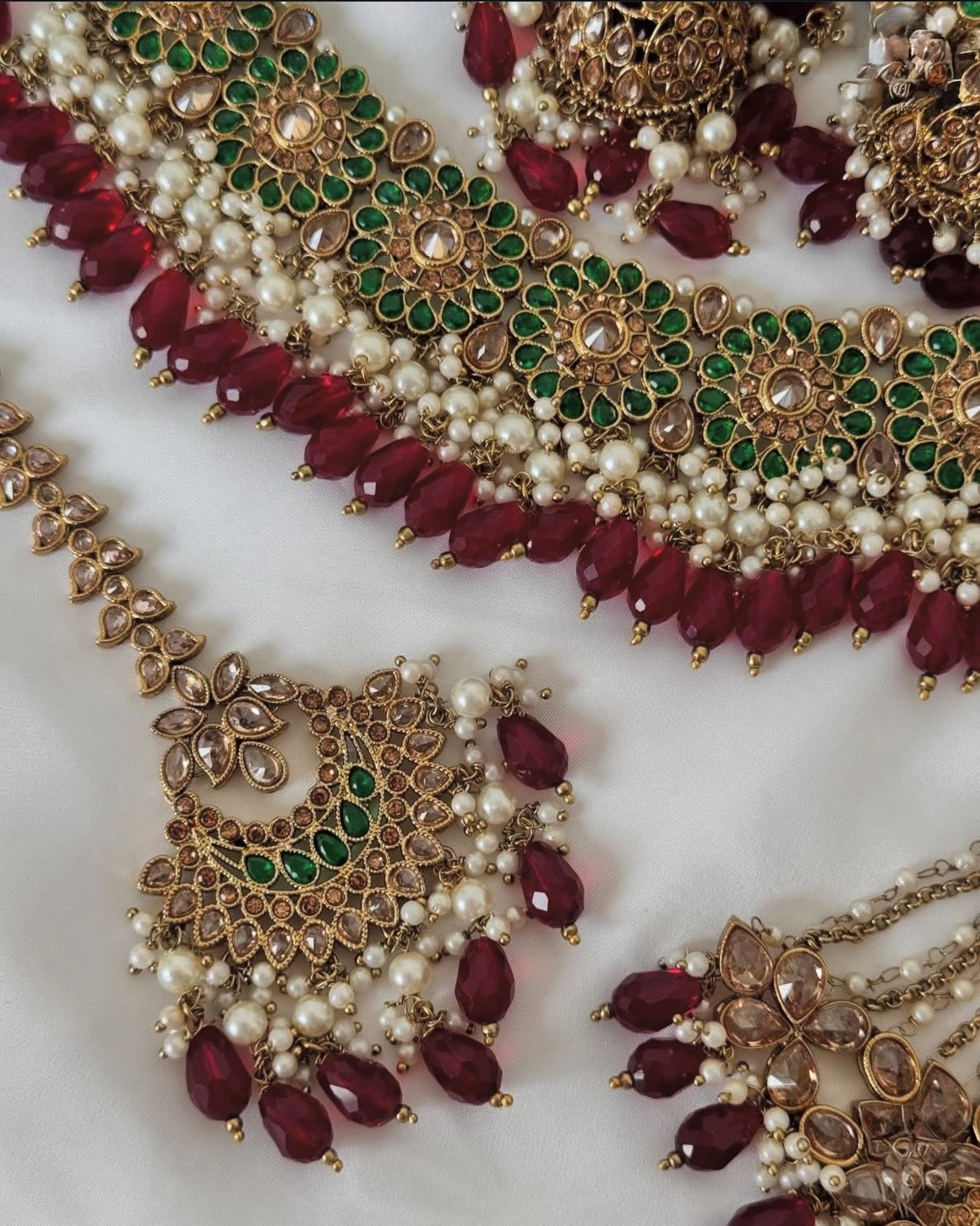 Mehar Maroon Green Semi Bridal Set