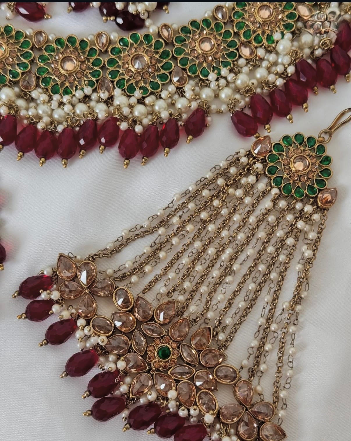 Mehar Maroon Green Semi Bridal Set