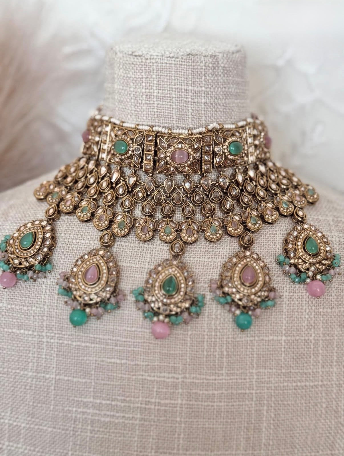 Amber Mint Pink Polki Set