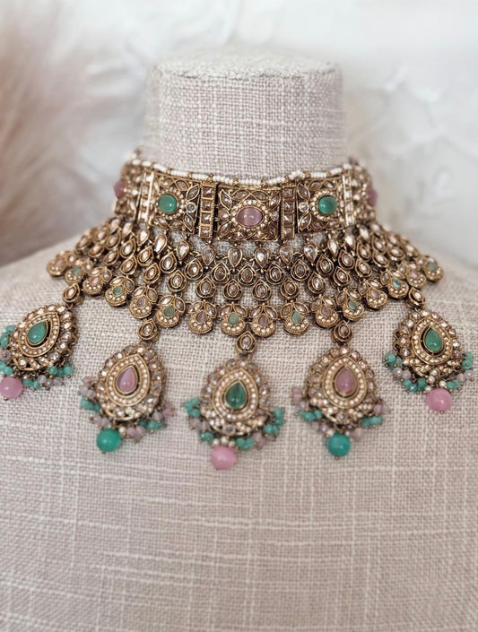 Amber Mint Pink Polki Set