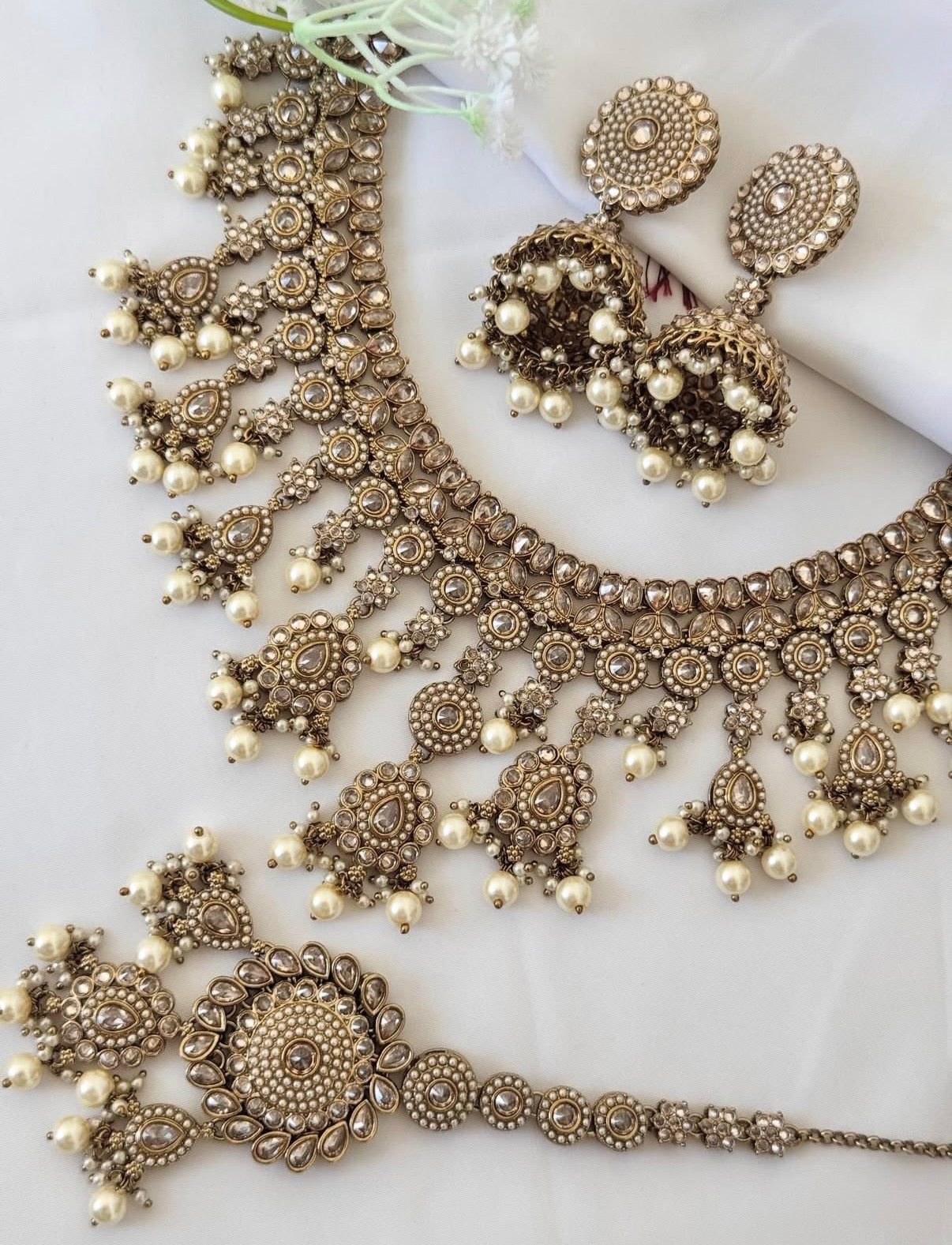White Golden Polki Set