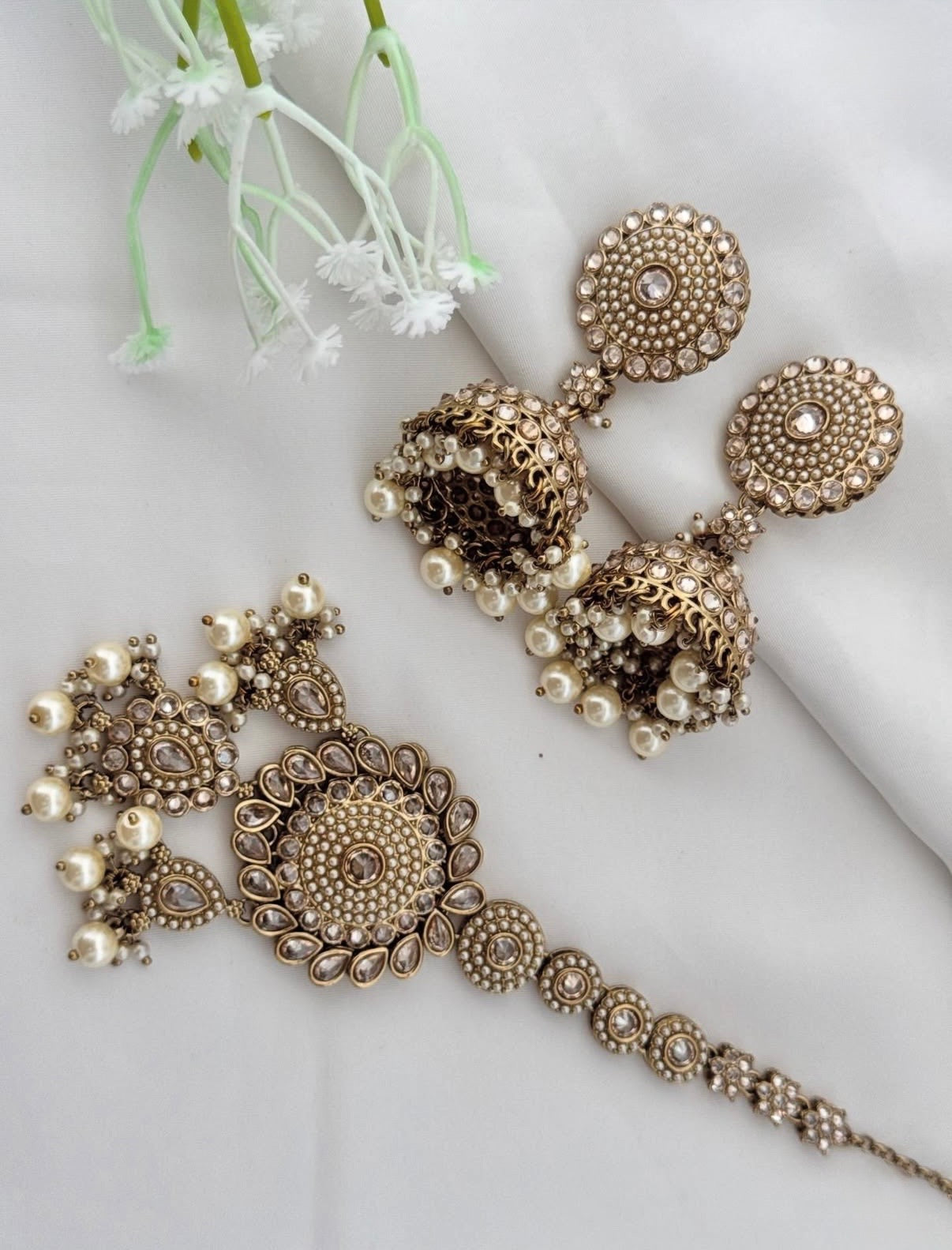 White Golden Polki Set
