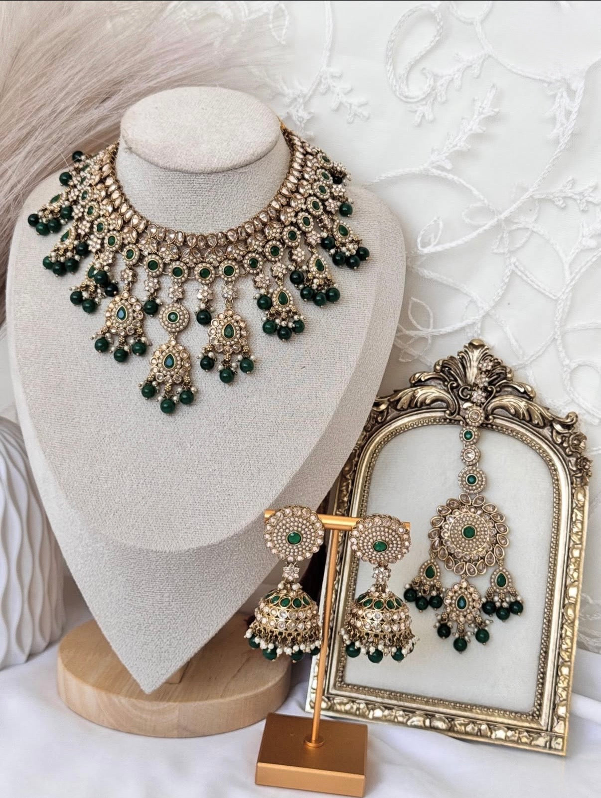 Dark Green Polki Set