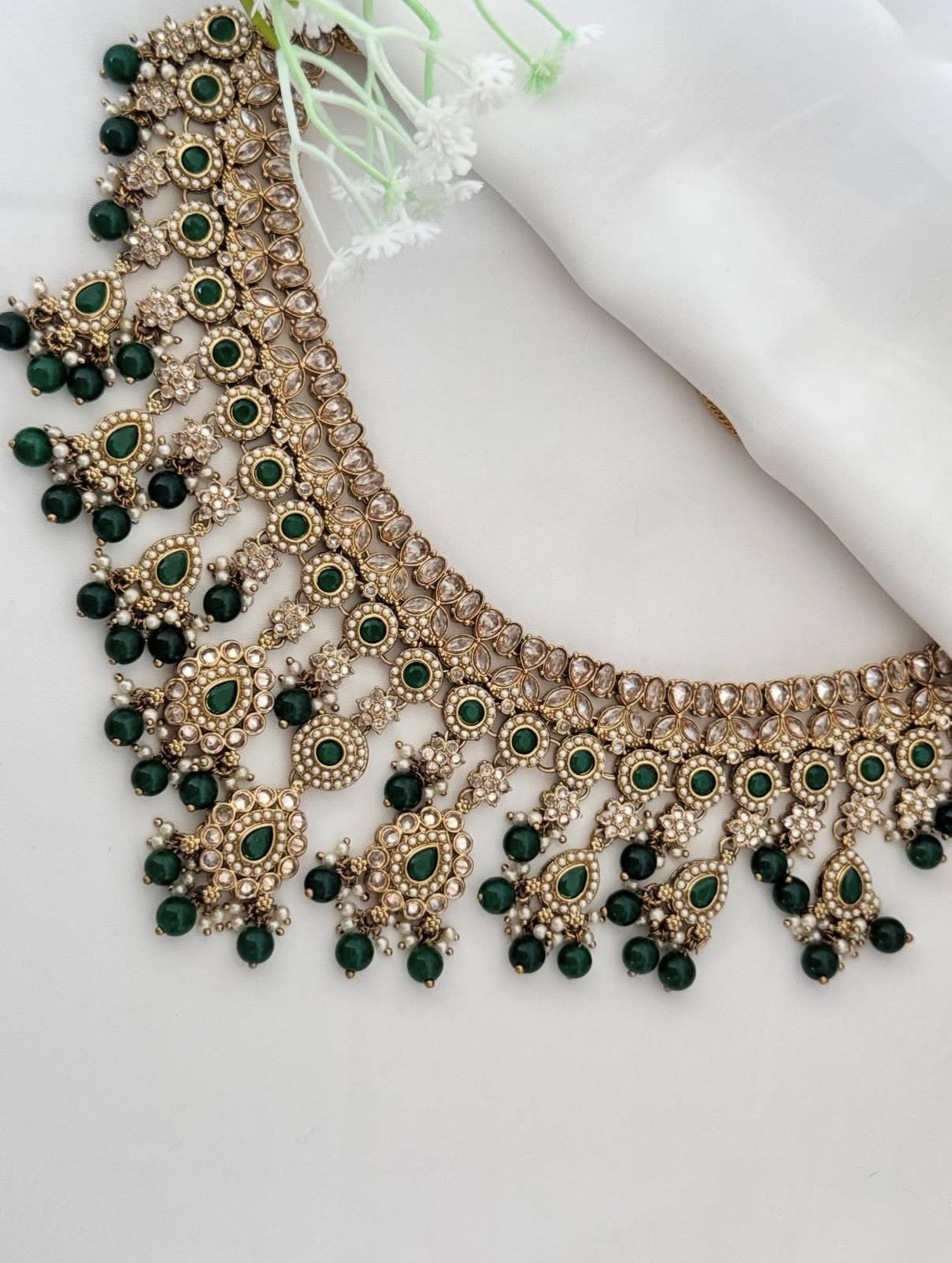 Dark Green Polki Set