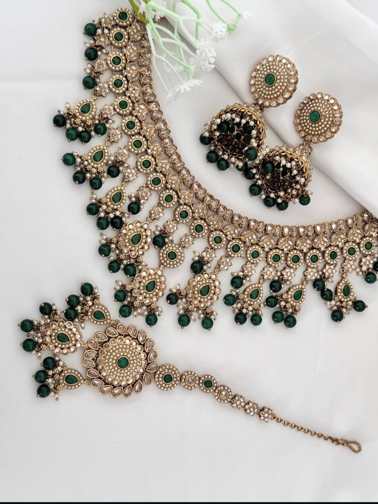 Dark Green Polki Set
