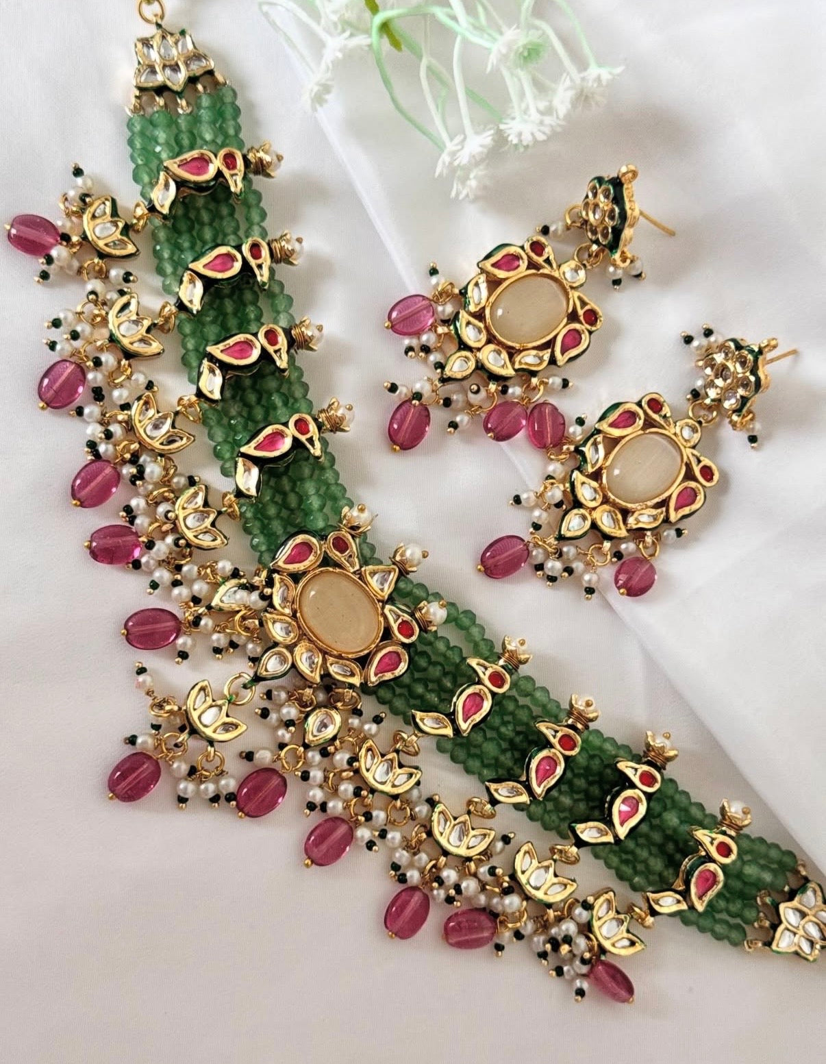 Amber Kundan Choker Set