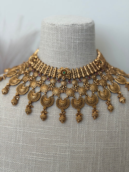 Rubi Green Gold Plated Bridal Set