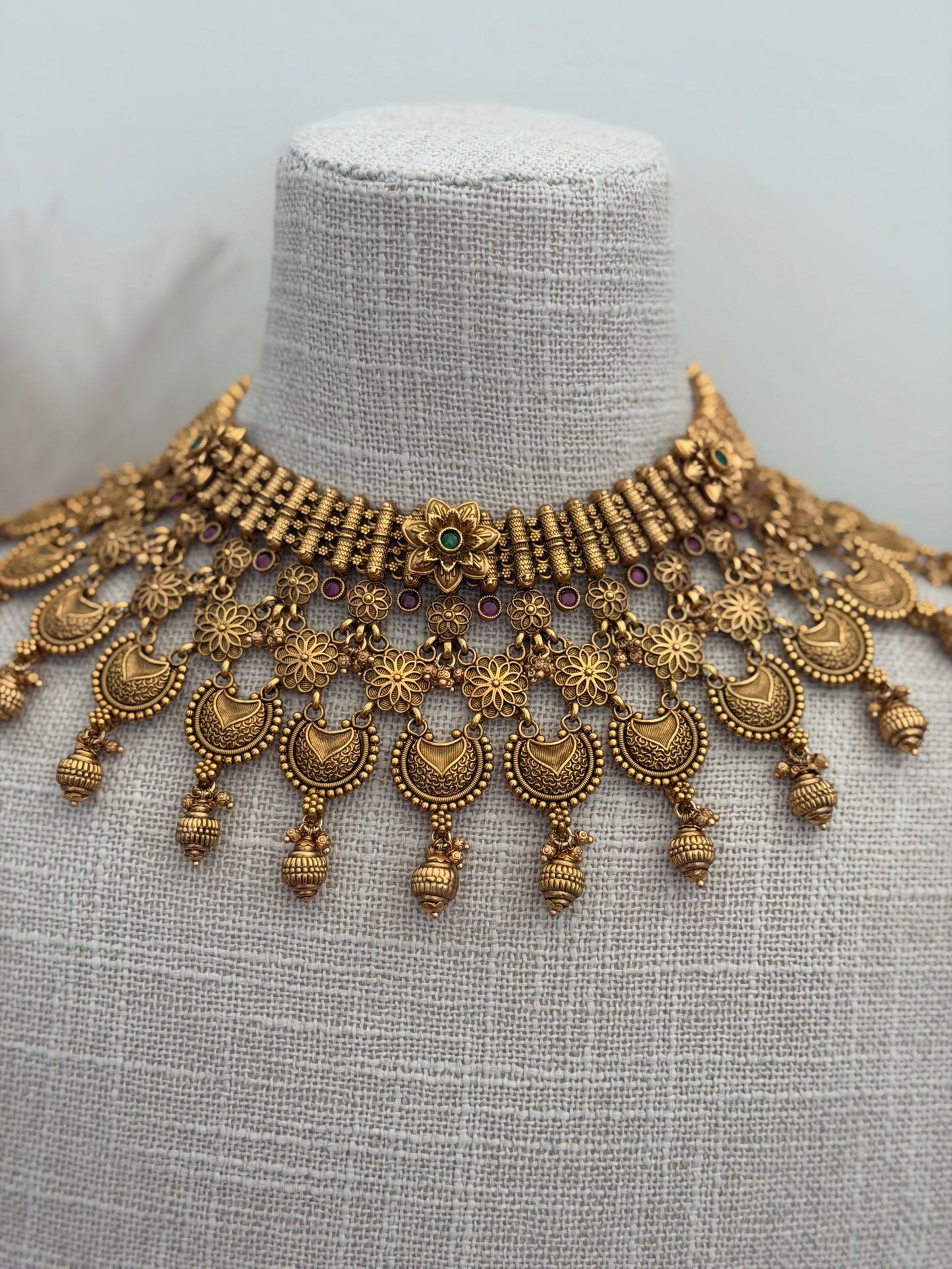 Rubi Green Gold Plated Bridal Set