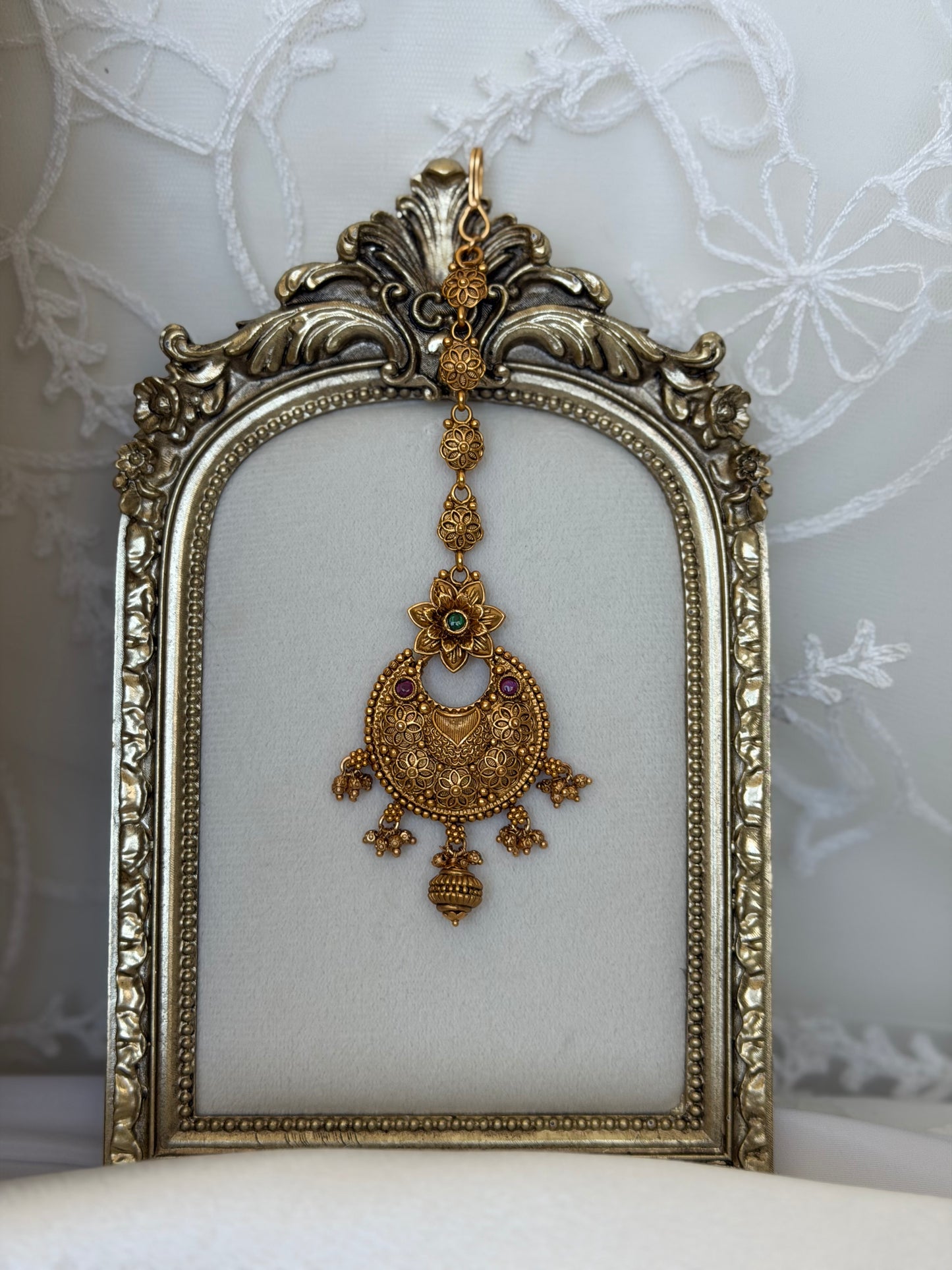 Rubi Green Gold Plated Bridal Set