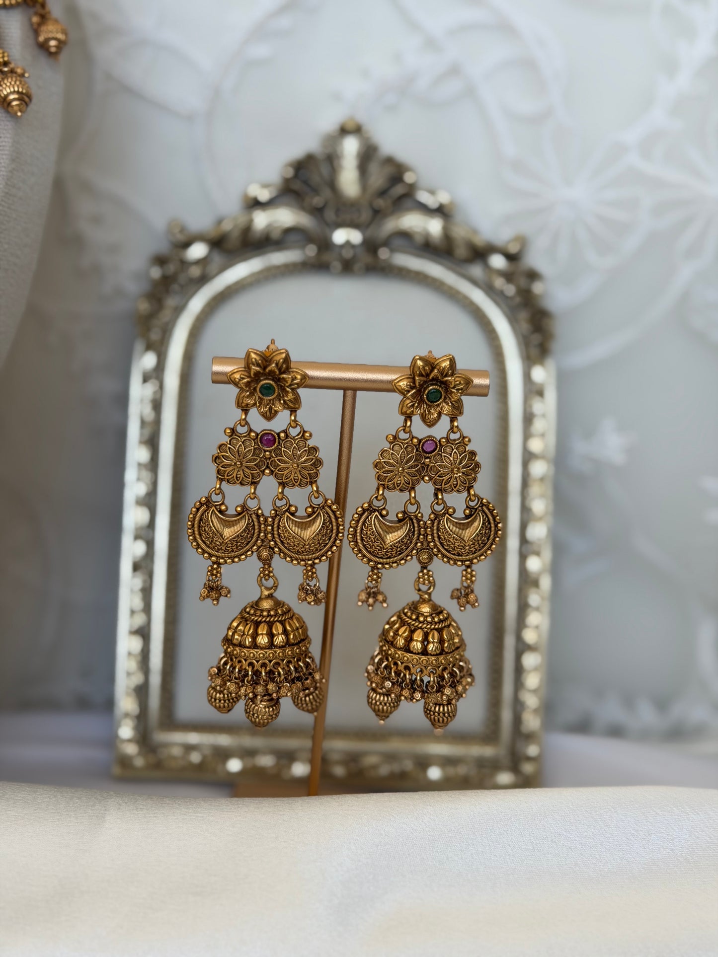 Rubi Green Gold Plated Bridal Set