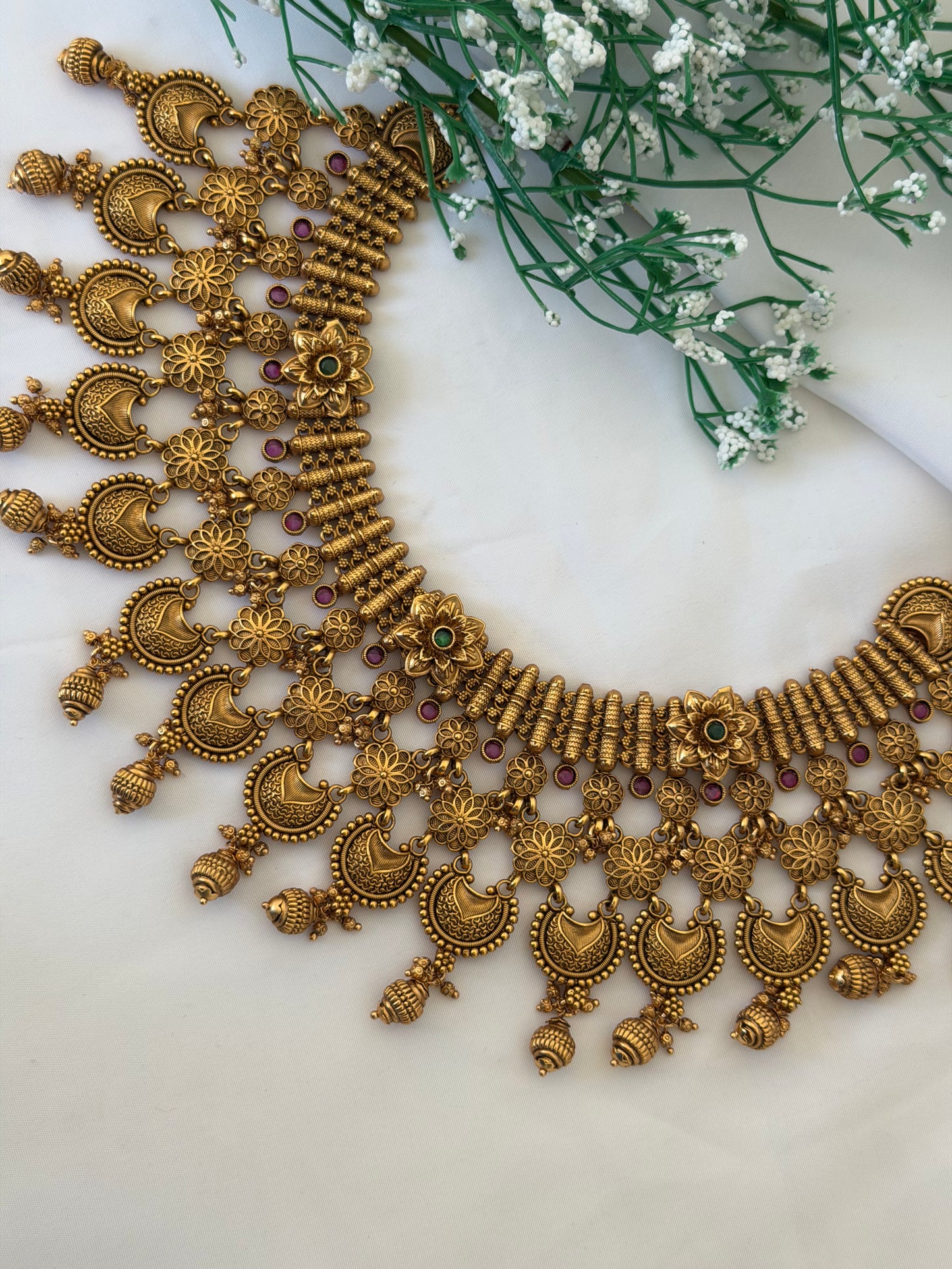 Rubi Green Gold Plated Bridal Set