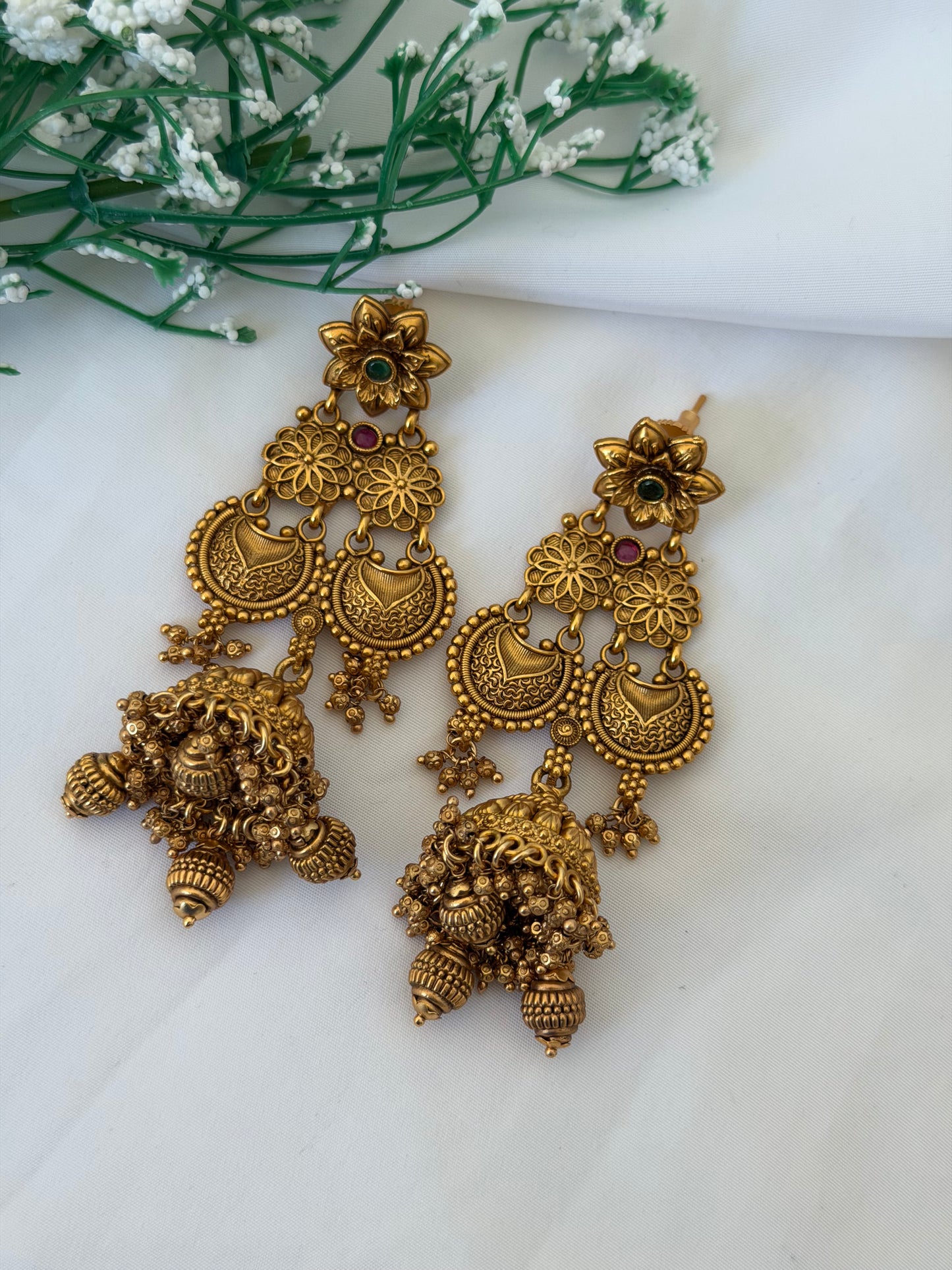 Rubi Green Gold Plated Bridal Set