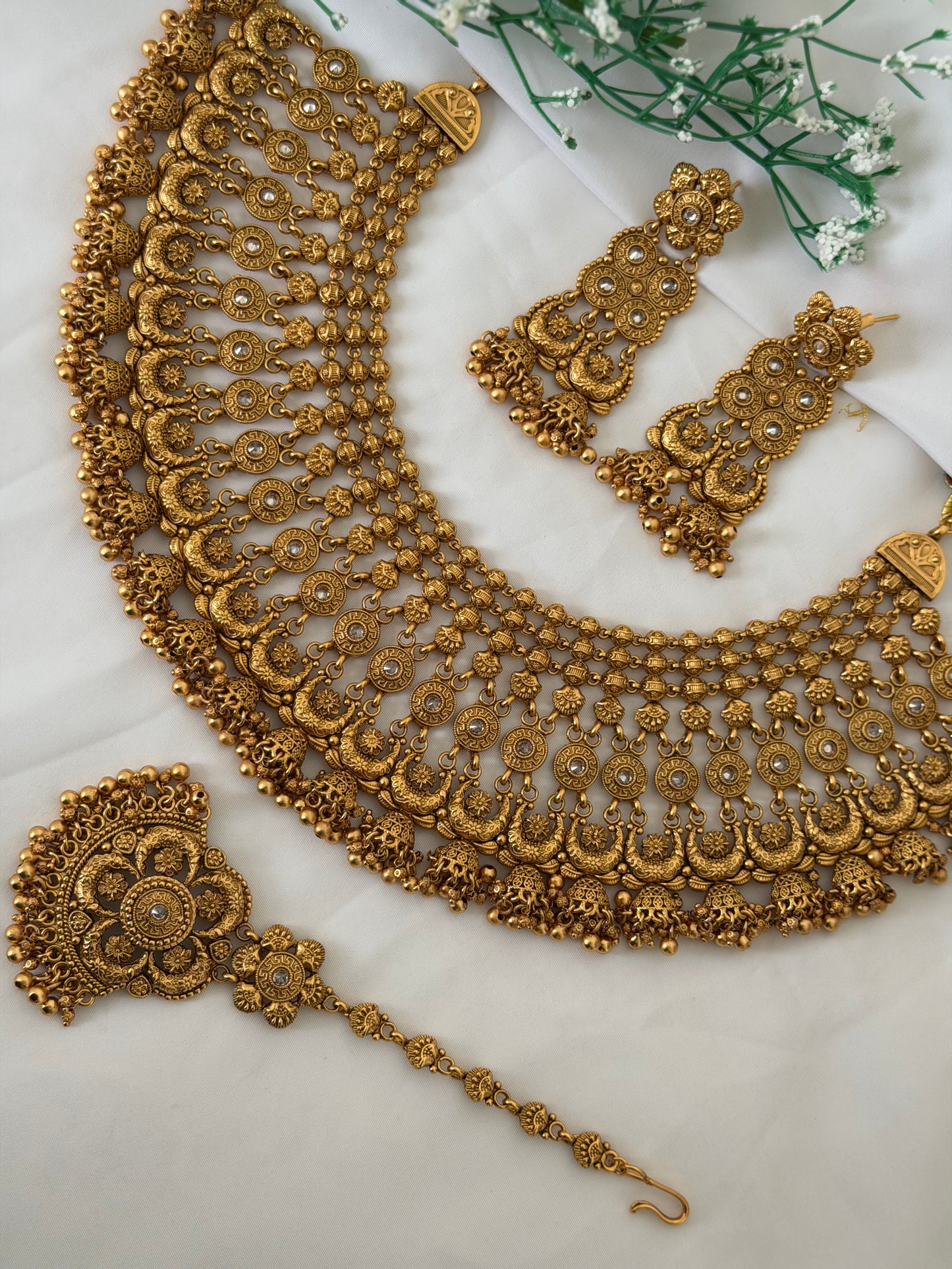 Matte Polish Gold Plated Bridal Set
